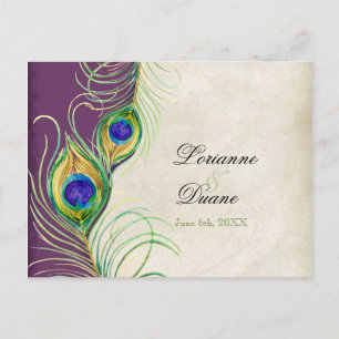 Peacock Feathers RSVP Response Postcards
