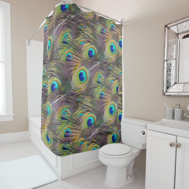 Peacock Feathers Shower Curtain (In Situ)