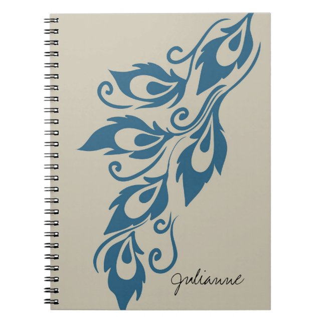 Peacock Feathers Spiral Notebook (Front)