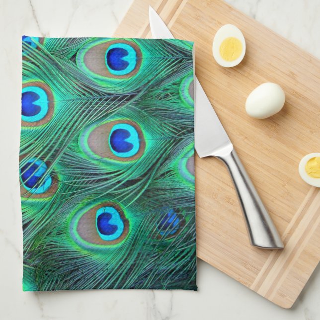 Peacock Feathers Tea Towel (Quarter Fold)