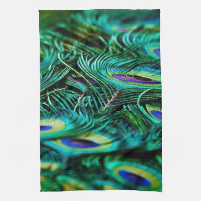 Peacock Feathers Tea Towel (Vertical)