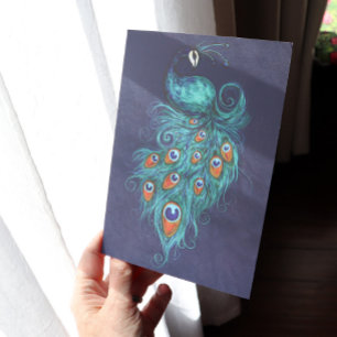 Peacock Feathers Teal Peacocks                     Card