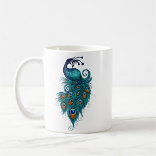 Peacock Feathers Teal Peacocks        Coffee Mug