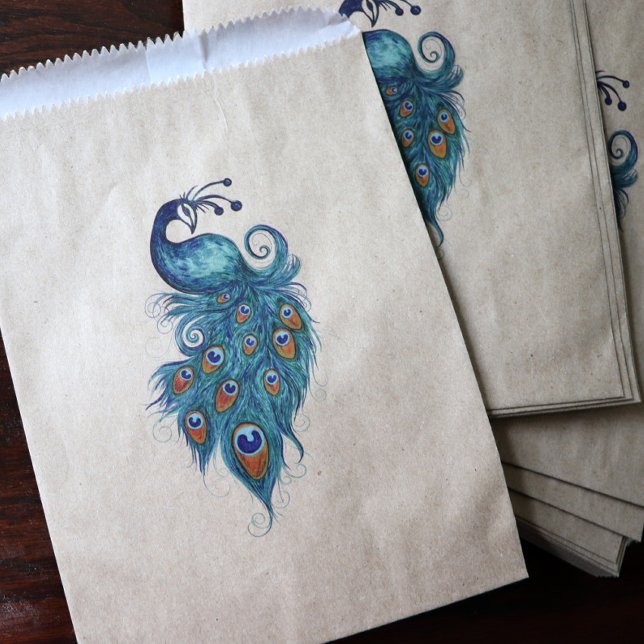 Peacock Feathers Teal Peacocks       Favour Bags (Creator Uploaded)