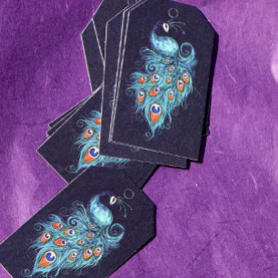 Peacock Feathers Teal Peacocks Gift Tags