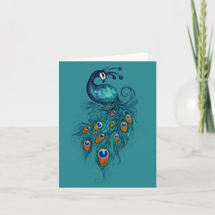Peacock Feathers Teal Peacocks        Note Card