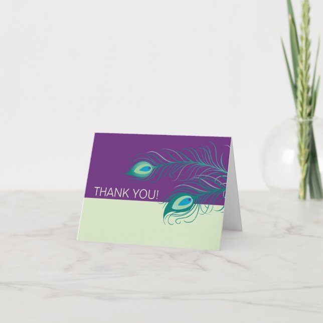 Peacock Feathers Thank You Note (Front)