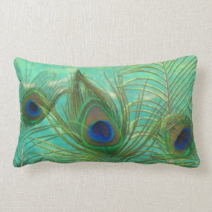 Peacock Feathers Throw Pillow