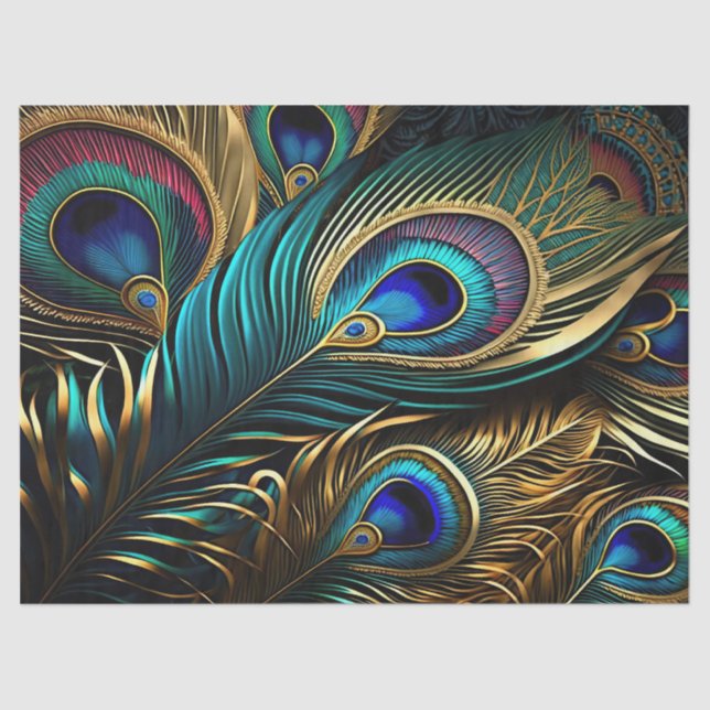 Peacock Feathers Tissue Paper (Front)