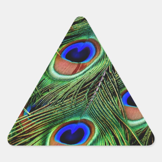 Peacock Feathers Triangle Sticker (Front)