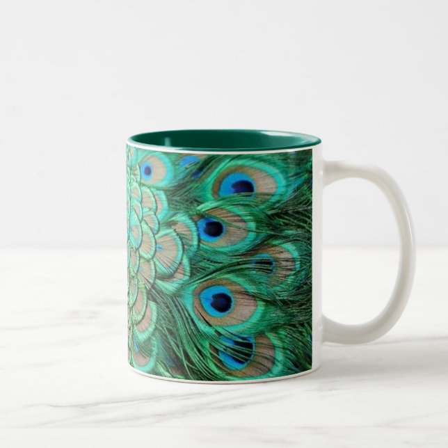 PEACOCK FEATHERS Two-Tone COFFEE MUG (Right)