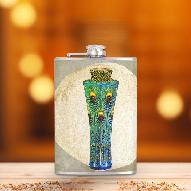 Peacock Feathers Vase Masterpiece From 1900 Hip Flask (Creator Uploaded)