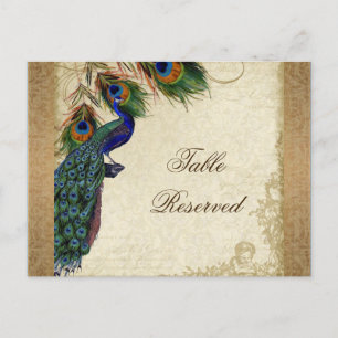 Peacock & Feathers Vintage Gold Look Damask  Swirl Postcard