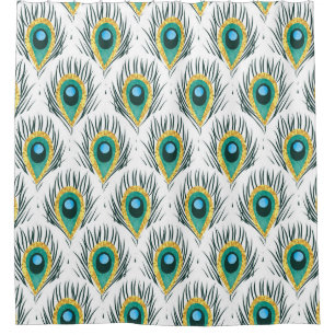 Peacock feathers: vintage seamless background. shower curtain