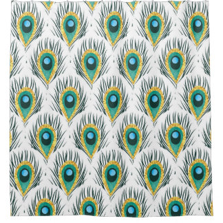 Peacock feathers: vintage seamless background. shower curtain