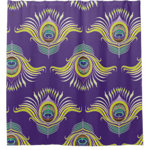 Peacock feathers: vintage seamless background. shower curtain