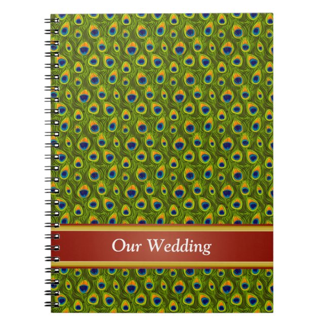 Peacock Feathers Wedding Books (Front)