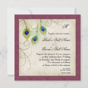 Peacock Feathers Wedding Invitation