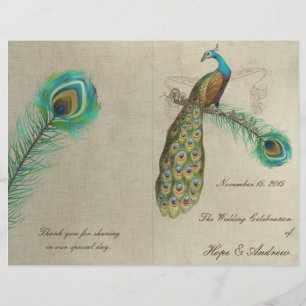 Peacock Feathers Wedding Program 5