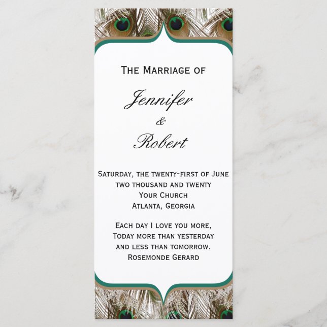 Peacock Feathers with a Double Frame Program Programme (Front)