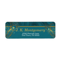 Peacock Feathers with Teal and Gold