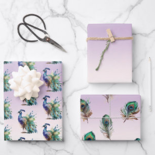 Peacock Feathers Wrapping Paper Sheet