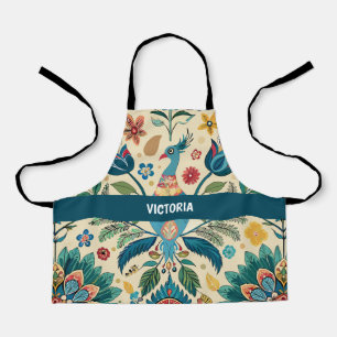 Peacock Fest Floral Custom Pattern Apron