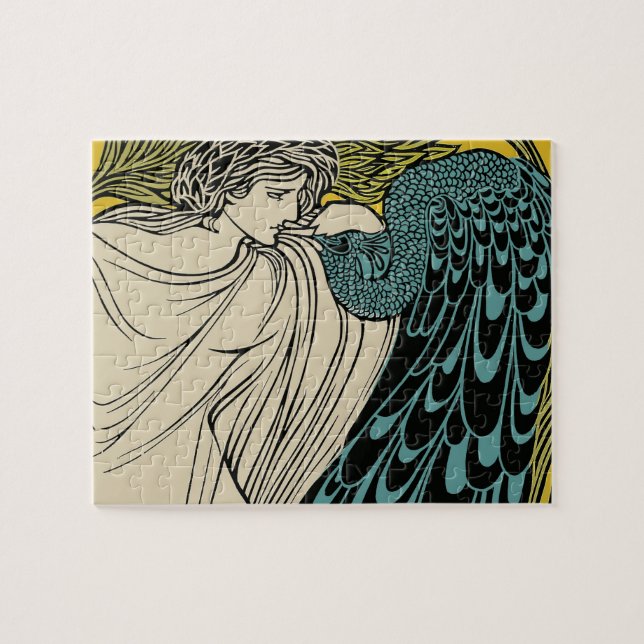 Peacock Fine Art Bird Nouveau Jigsaw Puzzle (Horizontal)