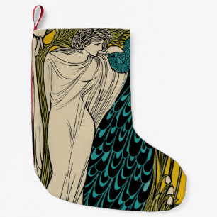 Peacock Fine Art Bird Nouveau Small Christmas Stocking
