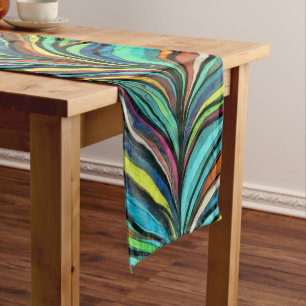 Peacock Firebird Feather Painting  Short Table Runner