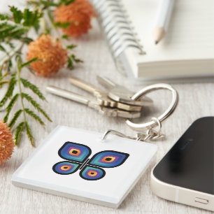 Peacock Flame Butterfly Key Ring