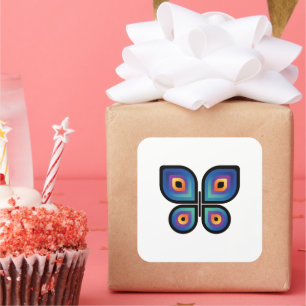 Peacock Flame Butterfly Square Sticker