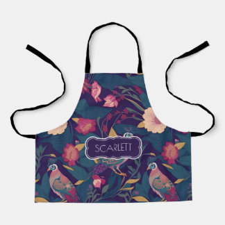 Peacock Floral Colourful Personalised Pattern Apron