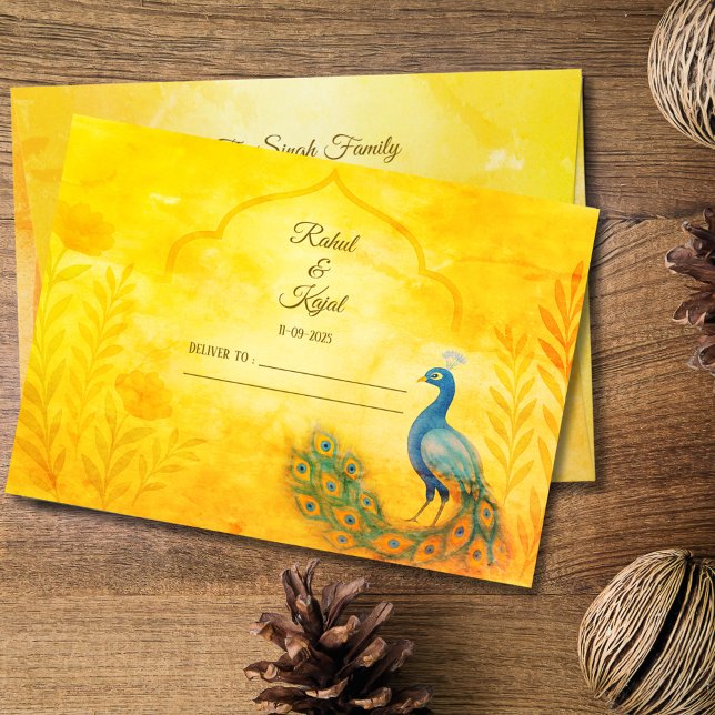 Peacock Floral Indian Wedding Envelope (Creator Uploaded)