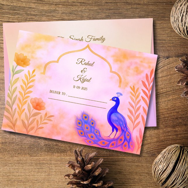 Peacock Floral Indian Wedding Envelope (Creator Uploaded)