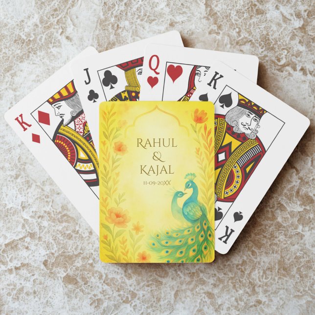 Peacock Floral Indian Wedding  Playing Cards (Creator Uploaded)