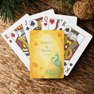 Peacock Floral Indian Wedding  Playing Cards