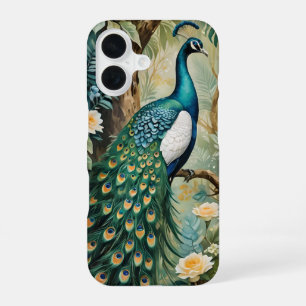 Peacock floral paisley watercolor iPhone 16 case
