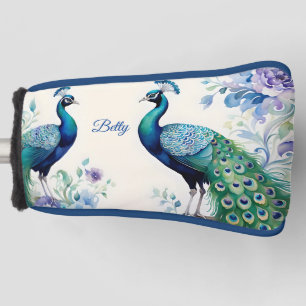 Peacock floral watercolor  golf head cover