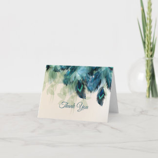 Peacock Floral Wedding | Thank You Card
