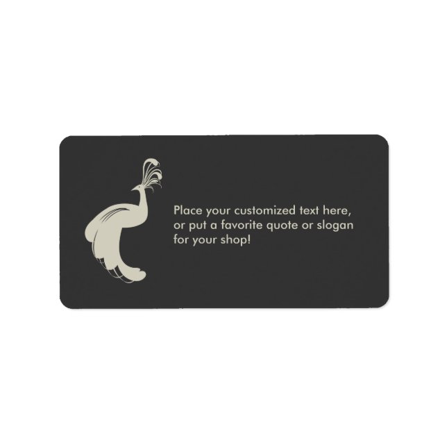 PEACOCK FLOURISH in TAN/GRAY RECTANGULAR LABEL (Front)