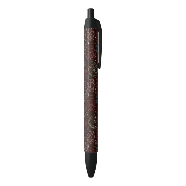 peacock flower india wallpaper vintage black ink pen (Bottom (Vertical))