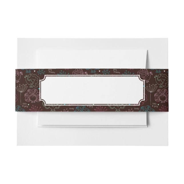 peacock flower india wallpaper vintage invitation belly band (Front Example)