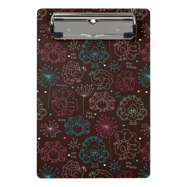 peacock flower india wallpaper vintage mini clipboard (Front)