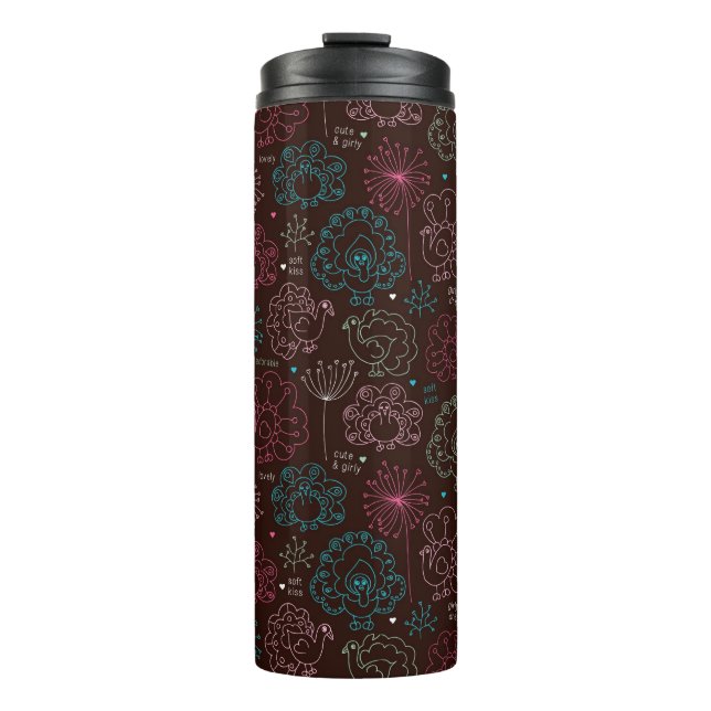 peacock flower india wallpaper vintage thermal tumbler (Front)