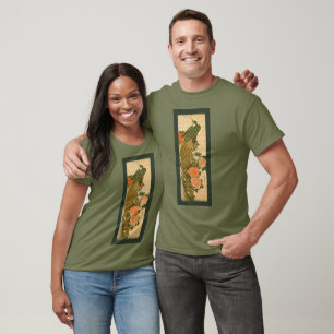 Peacock Flowers Japanese Art  T-Shirt