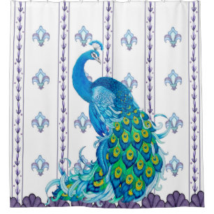 Peacock Fluer-de-Lis Shower Curtain