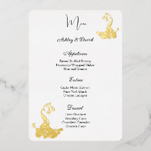 Peacock Foil Wedding Menu Card