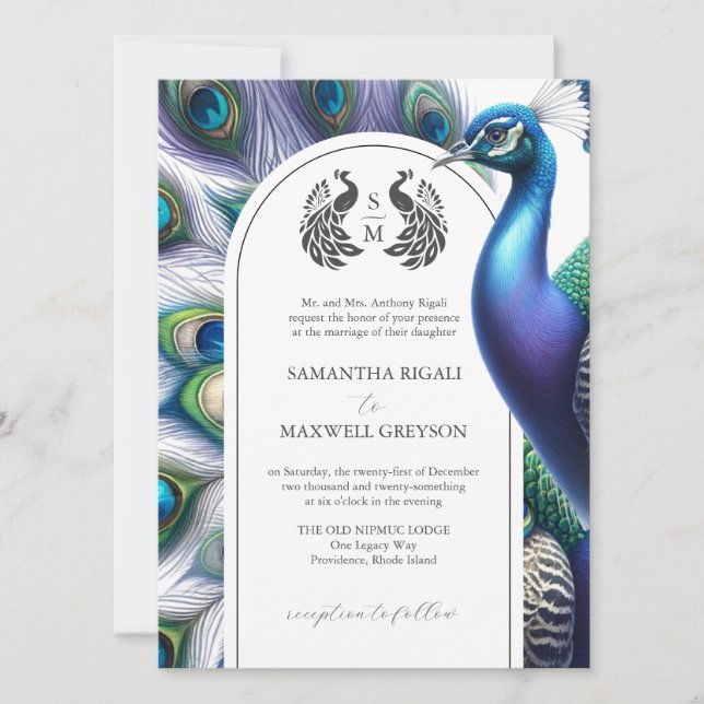 Peacock Formal Wedding Invitations (Front)