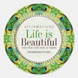 Peacock Fresh Green Geometry Custom Round Sticker